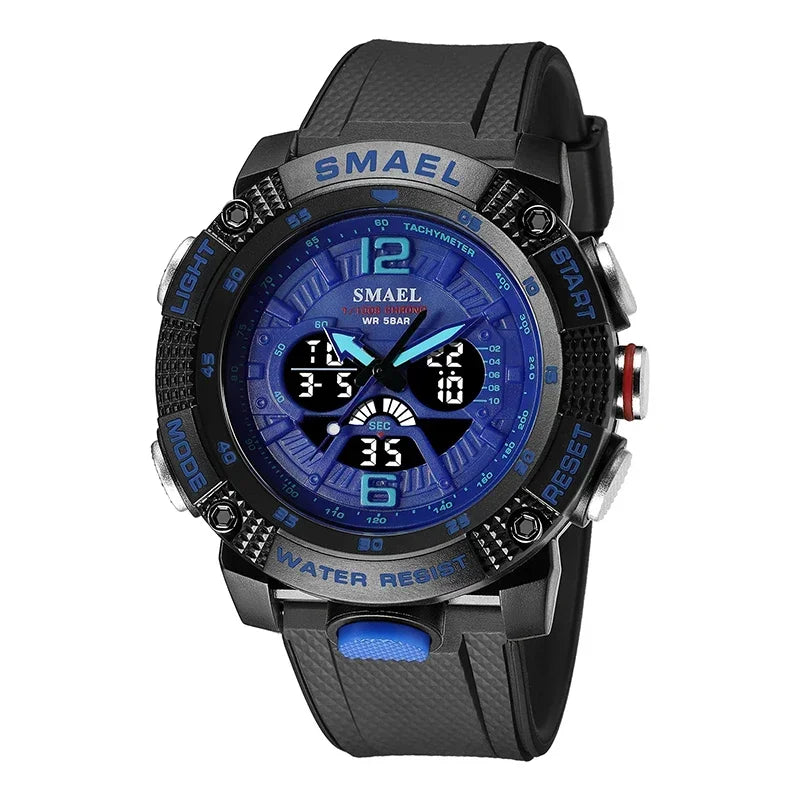 SMAEL 8058 Waterproof  Male Clock Digital LED Display Quartz Analog Stopwatch Fashion Clock  Men Watch Sport Watches