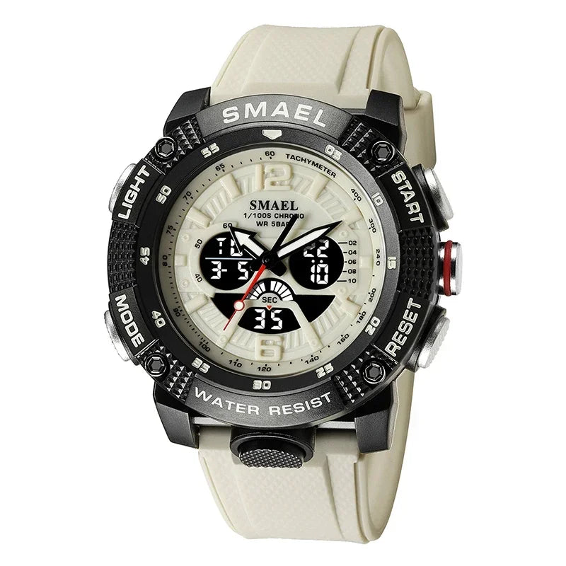 SMAEL 8058 Waterproof  Male Clock Digital LED Display Quartz Analog Stopwatch Fashion Clock  Men Watch Sport Watches