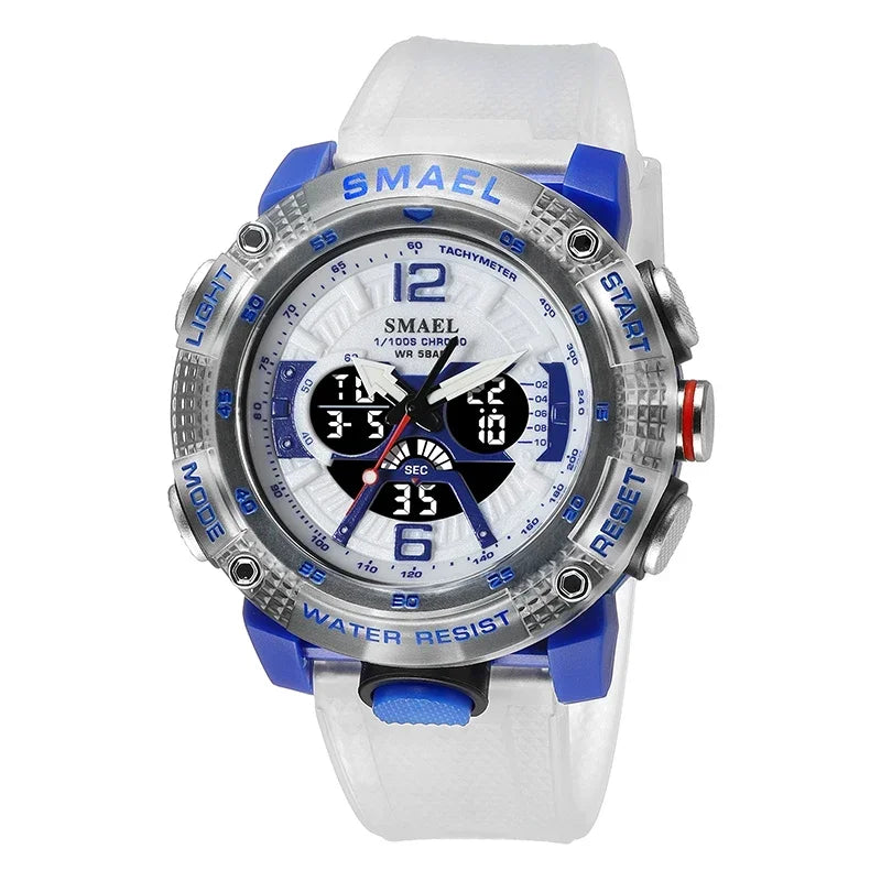 SMAEL 8058 Waterproof  Male Clock Digital LED Display Quartz Analog Stopwatch Fashion Clock  Men Watch Sport Watches